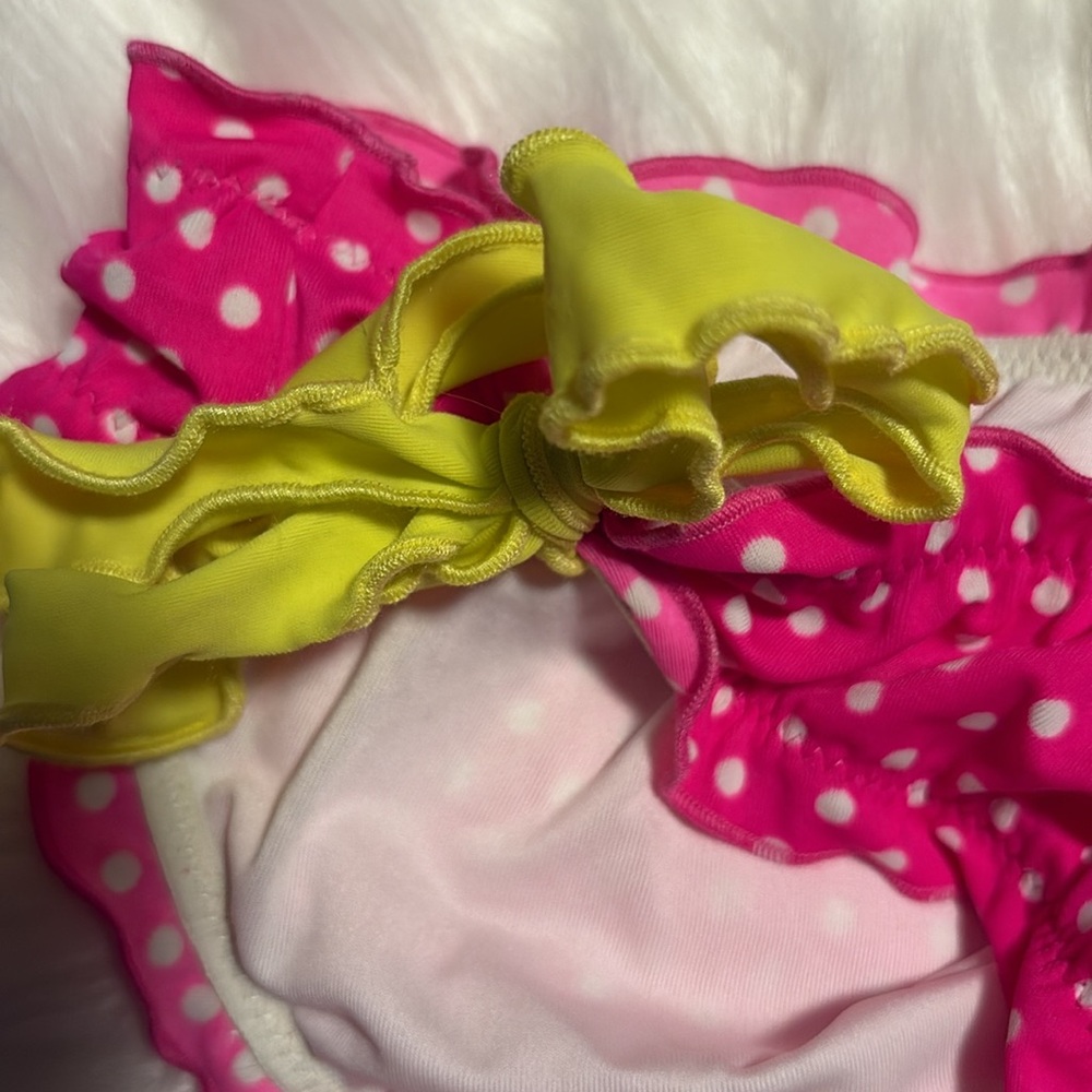 Victoria's Secret Pink and Yellow polka dot Bikini set with Ruched Design M/L - Picture 10 of 12